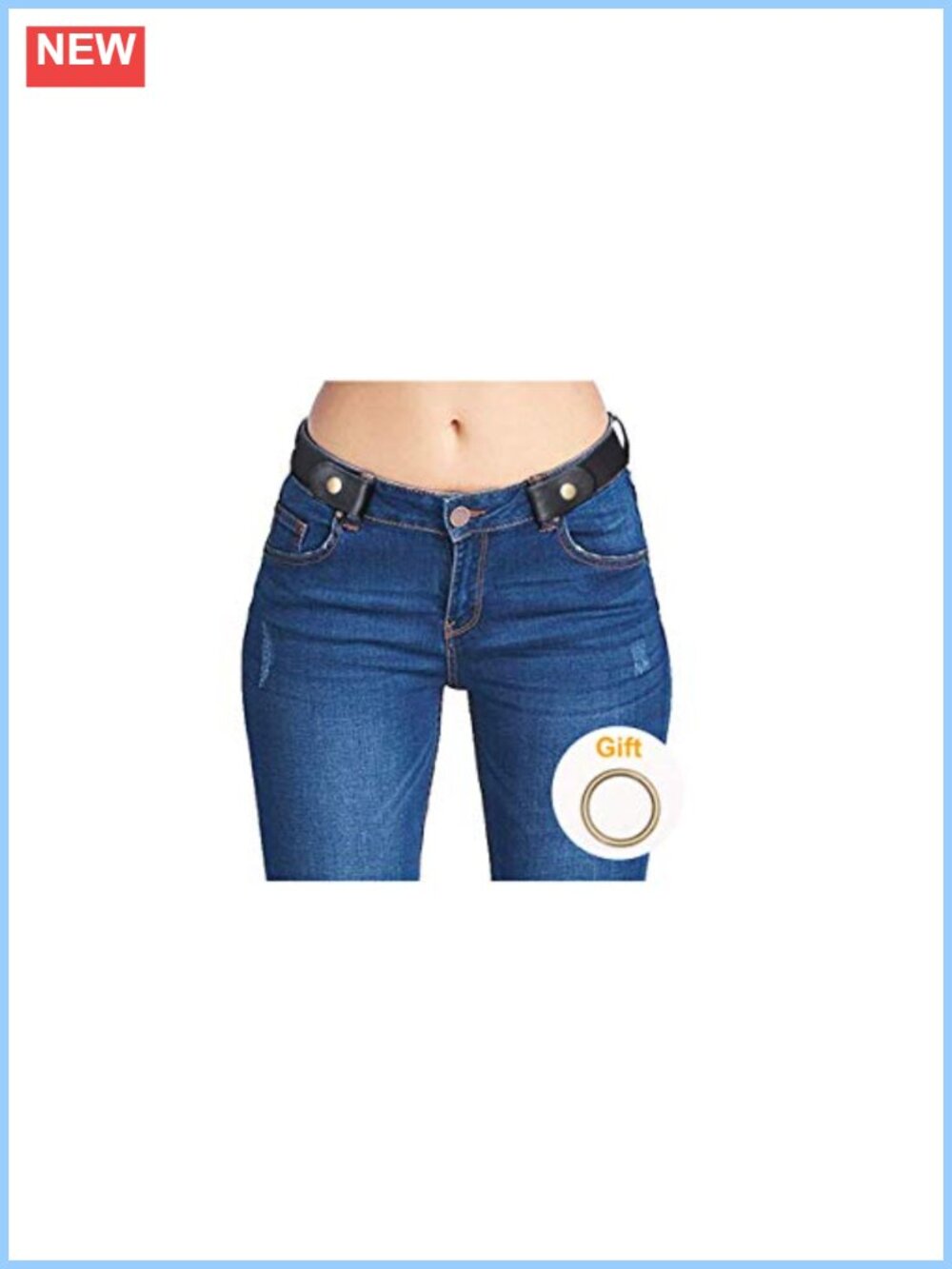 No Buckle Elastic Stretch Belt Invisible Snap Closure for Jeans Pants